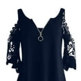 thumbnail image 5 of Jophufed Women Summer Tops Casual Lace Half Sleeve V-Neck Zipper Hollow Out T-Shirt Blouse Tops Flash picks, 5 of 6