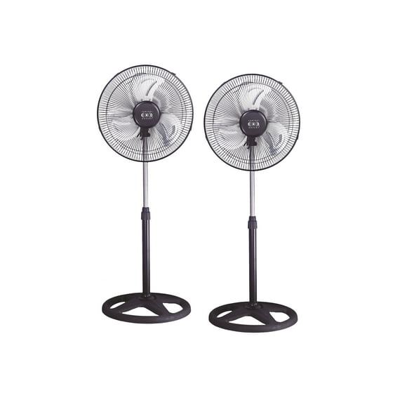 2 Piezas Ventilador de piso 16 Pulgadas 3 Aspas de Metal 65W 3 Velocidades Pedestal Altura Ajustable Amplia oscilación