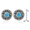 thumbnail image 4 of Intricately Decorated Swirls & Blue Turquoise Sterling Silver Stud Earrings, 4 of 5