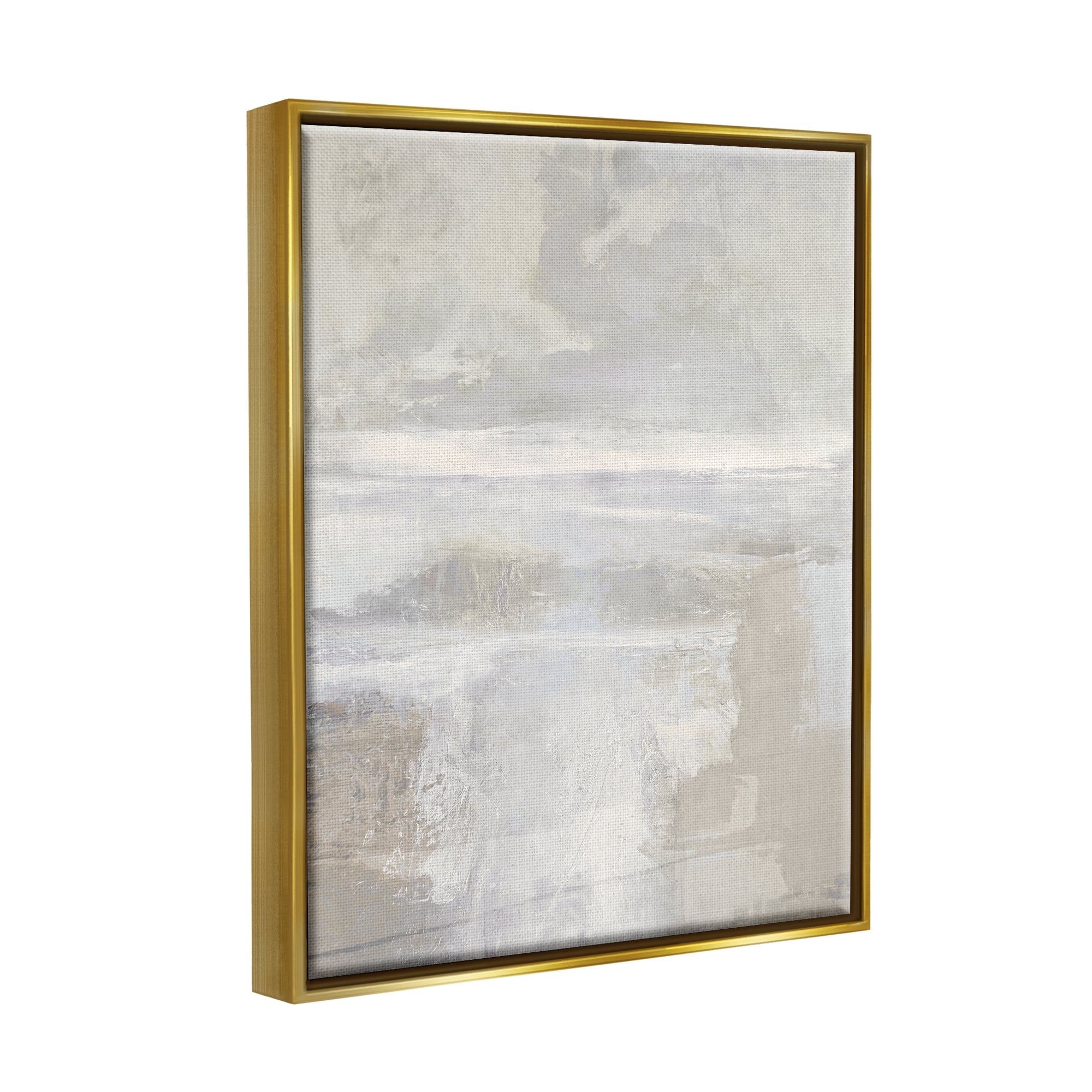 Stupell Industries Foggy Abstract Landscape Abstract Painting Gold Floater Framed Canvas Art Print Wall Art, 17 x 21