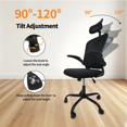 thumbnail image 4 of Yvike Ergonomic Office Desk Chair, Breathable Mesh Swivel Computer Chair, Lumbar Back Support Task Chair, Office Chairs with Armrests Lumbar Support and Adjustable Headrest Tilt Function,Black, 4 of 8