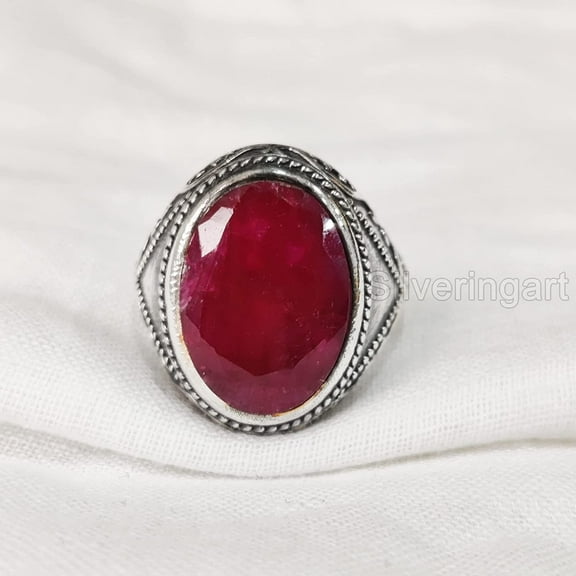 AAA Ruby Corundum Mens Ring, Natural Ruby Corundum Ring, July Ring, Silver Jewelry, 925 Silver Ring, Gift, Heavy Mens Ring, Arabic Design, Ottoman Style Ring, Christmas, Turkey Mens Signet Ring