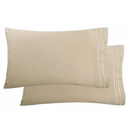 1800 Thread Count Egyptian Quality Super Soft Wrinkle Free 2-Piece Pillowcases- Standard Size-Cream