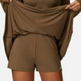 thumbnail image 3 of Women's High Waist Flowy Athletic Skirt with Built-In Shorts - Medium, Brown, 3 of 6