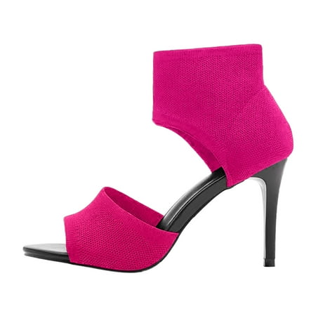 

PEASKJP Summer Sandals for Women Women s Gladiator Sandal Flat Strap Sandals Two Ankle Buckle (Hot Pink 6)