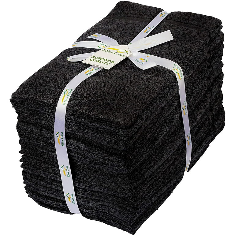 Bliss Casa 24 Pack Salon Towels Bulk Hand Face Bath Towels Stain Resistant Absorbent Multi Use 16x27 in Black Walmart