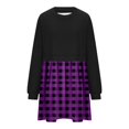 thumbnail image 5 of Diufon Womens Fall A-Line Dresses Round Neck Long Sleeve Dress Plaid Printed Mini Dress, 5 of 6