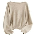 thumbnail image 4 of Women's Bow Tie Front Cardigan Sweater Long Sleeve Knit Sweaters Top Color: Beige Size: S, 4 of 7