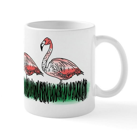 CafePress - Pink Flamingos - 11 oz Ceramic Mug - Novelty Coffee Tea Cup