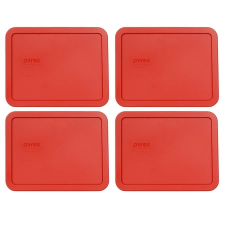 

Pyrex 7211-PC Poppy Red Rectangle Plastic Storage Replacement Lid Cover (4-Pack)