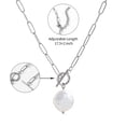 thumbnail image 6 of Lsnesstla Pearl Pendant Toggle Paperclip Necklaces for Women Stainless Steel Paperclip Chain Necklace Freshwater Round Pearl Jewelry for Wife Mother Girlfriend, 6 of 7