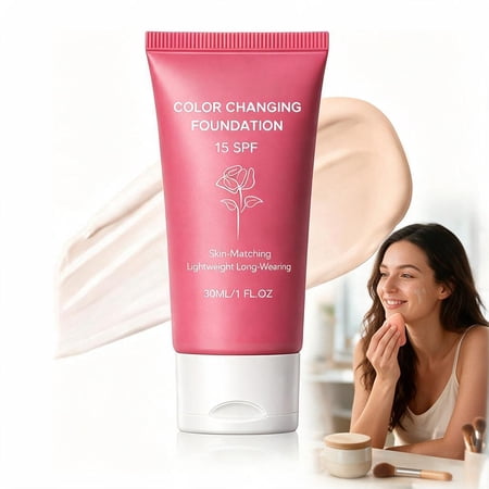 Color Changing Foundation, Foundation Korean Color Changing Foundation For Mature Skin,Skin Tone Adapting Liquid for All Skin Types