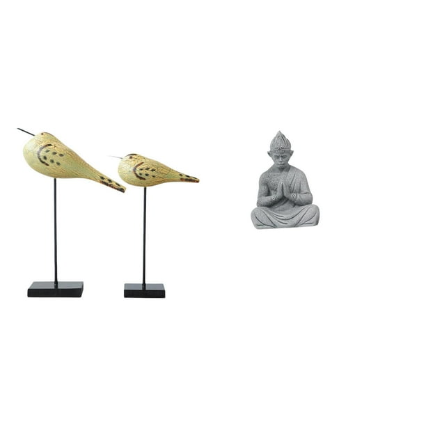 Estatuas de pájaros,Estatuas de pájaros de madera,decoración del hogar,decoraciones de pájaros,Estatua de mono,Estatua de Buda Mono para Interiores y Exteriores Budista,Figuras en miniatura
