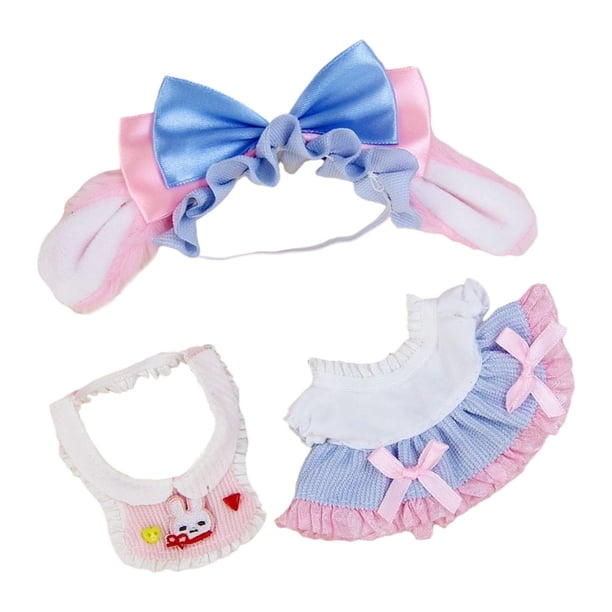 Conjunto De Vestido Rosa Con Lazo Para Muñecas De 17 Cm | Ropa De Tela Suave Para Juego Y Exhibición
