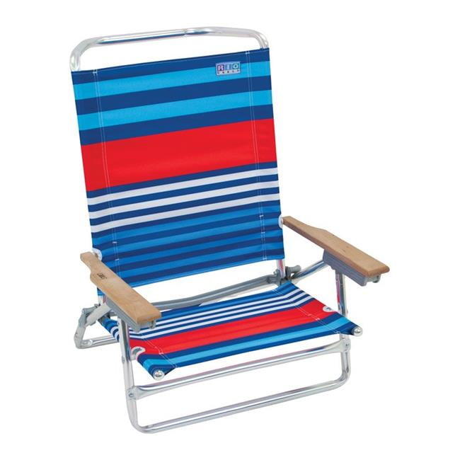 Rio Brands 8429268 5 Position Beach Chair, Multi Color Case of 4