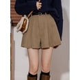 thumbnail image 4 of Womens Corduroy Pleated Casual Wide Leg Shorts for Women High Waist Comfortable Summer Bottoms Khaki XL, 4 of 7