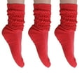 thumbnail image 5 of 3 Pairs Cotton Slouch Cotton Socks Extra Heavy and Extra Long Shoe Size 5-10 (Hot_Pink), 5 of 12