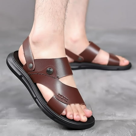 

Cathalem Men Sport Sandals Summer Beach Slides Shoes Outdoor Hiking Thong Flip Flops Sandals Sandals Shoes Men Brown 9.5