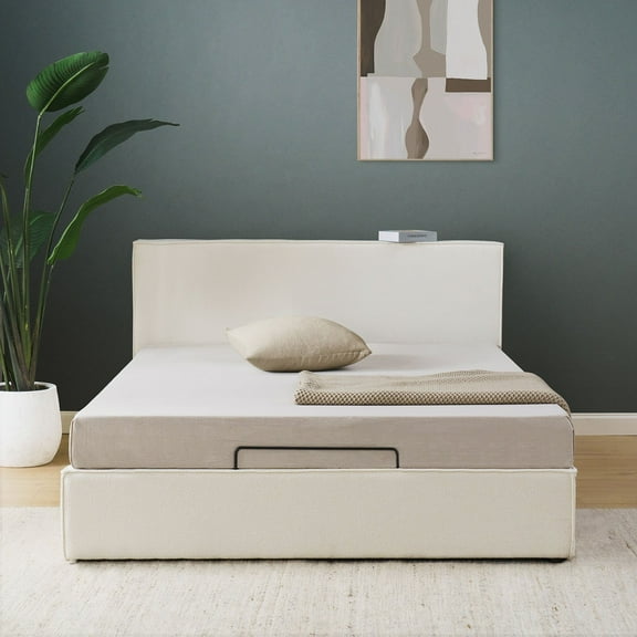 ZINUS Night Therapy Boucle Platform Bed Frame With Lifting Storage, Assorted Sizes
