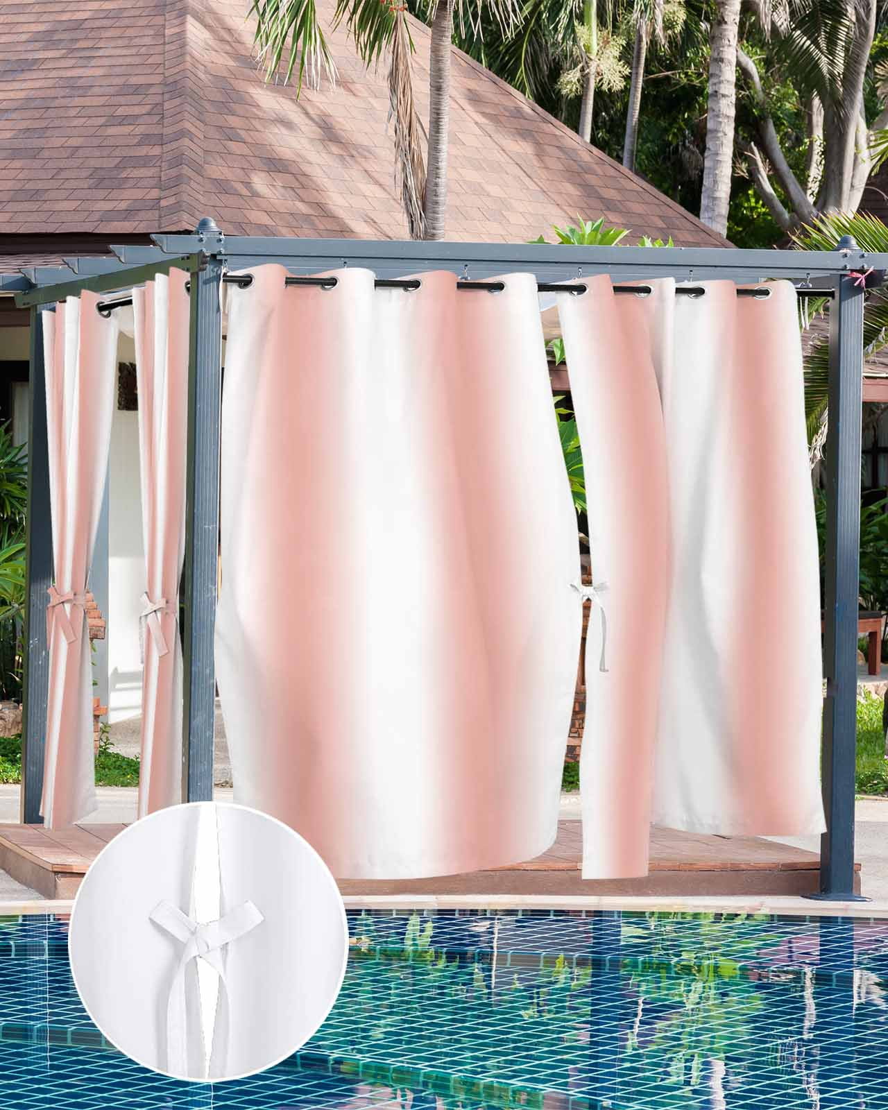 nqOlkjepod Outdoor Curtains for Patio Waterproof, Pink Ombre Outdoor Privacy Panels Grommet, Farmhouse Modern Abstract Art Blackout Outside Curtains for Porch/Cabana/Pergola 54"x108", 2 Panels