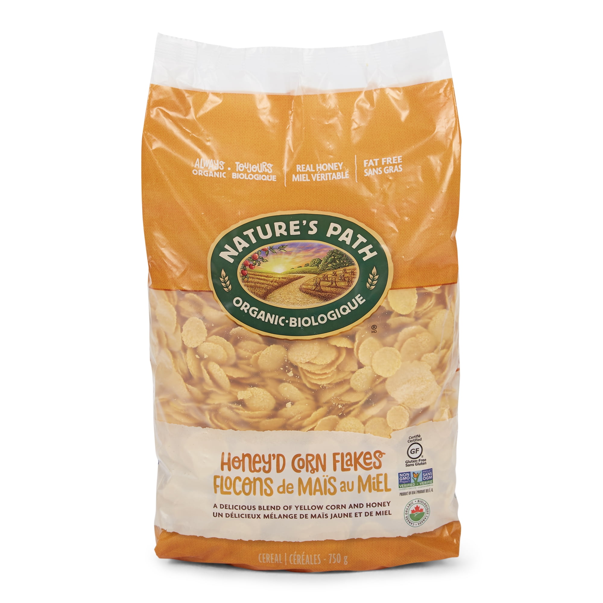 Natures Path Breakfast Cereal Honey Corn Flakes Organic 26 Oz Eco Pac Bag Walmart Com
