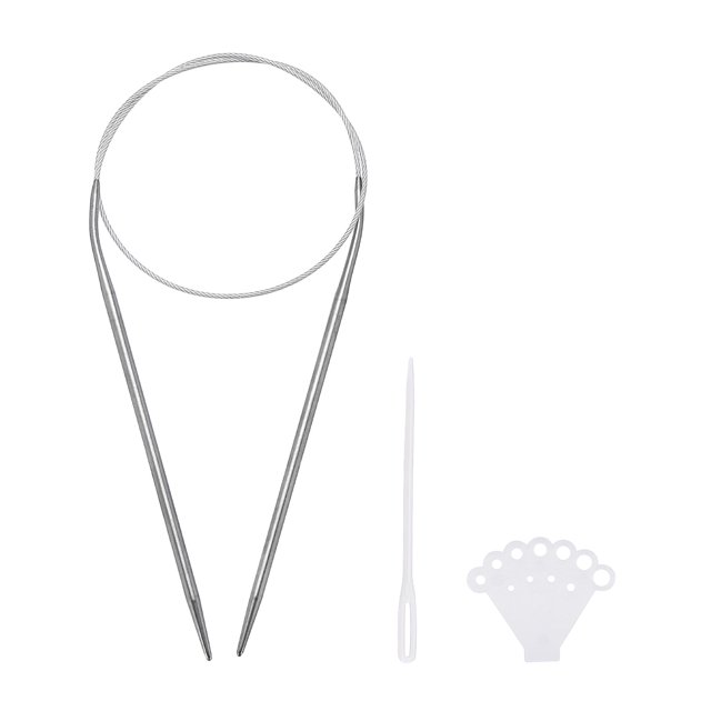 Unique Bargains Circular Knitting Needles Round Stainless Steel Needle 25.2 Inches 4mm Dia