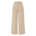 thumbnail image 5 of Women's Wide Leg High Waisted Dress Pants - Work/Business Casual, Flowy Trousers, Polyester/Spandex, Button Closure, Multiple Sizes, 5 of 5