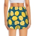 thumbnail image 4 of Uemuo Lemon Pattern Women's Athletic Shorts High Waisted Running Shorts with Liner Pockets Gym Elastic Workout Shorts-Small, 4 of 9