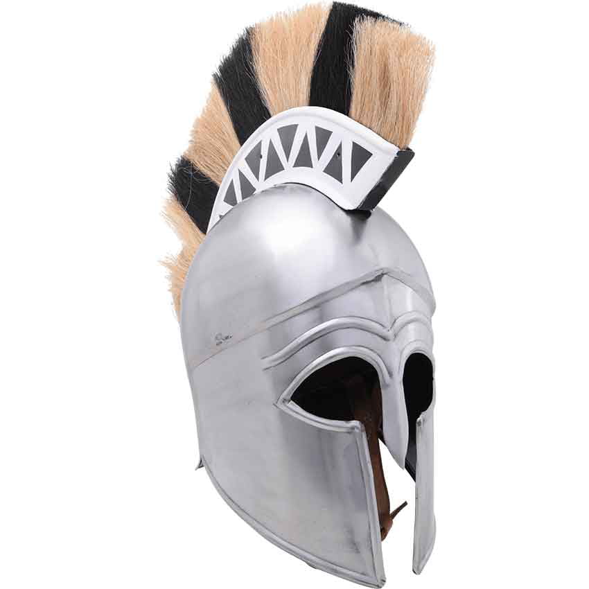 Medieval Greek Corinthian Helmet with Black Plume Knight Armour Spartan Costumes 