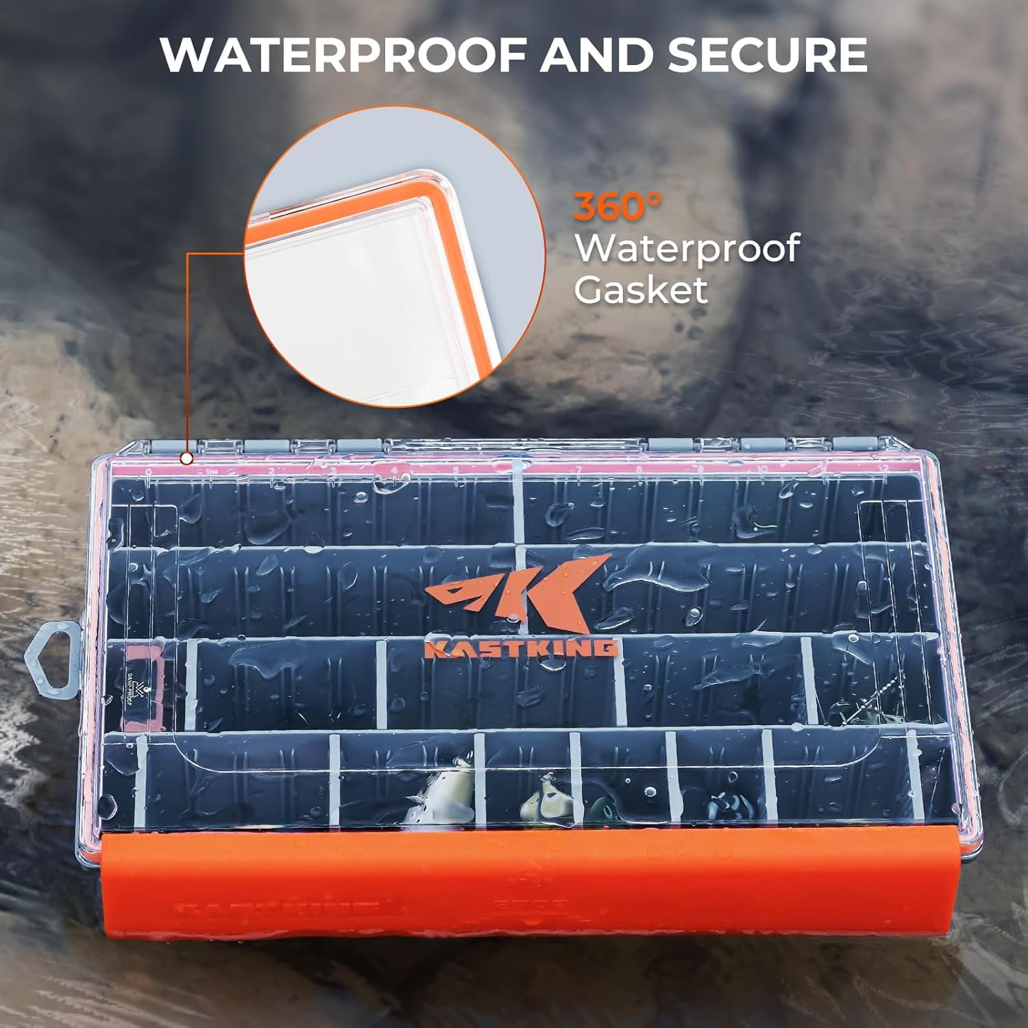 KastKing Waterproof Tackle Box, 3700 *2 Deep Tackle Trays, Fishing Tackle Box Organizer Fishing Accessories Storage- HyperSeal