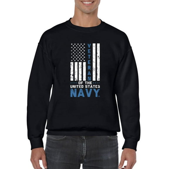 US Navy Mens Graphic Sweatshirt Black - Veteran Of The Us Navy Cotton Blend Regular Fit