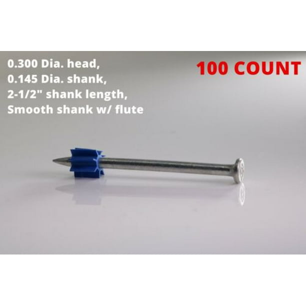 21/2" Drive Pins Attaching 2x4 to Concrete Slab Block Steel Studs into