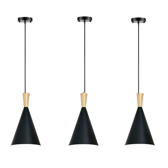JLOWCO Set of 3 Single Pendant Lights Kitchen Island,farmhouse 3 Light Pendant Over Sink Lighting Fixtures Kitchen,Black Led Hanging Lamps for Bedrooms (LED Bulb Include)
