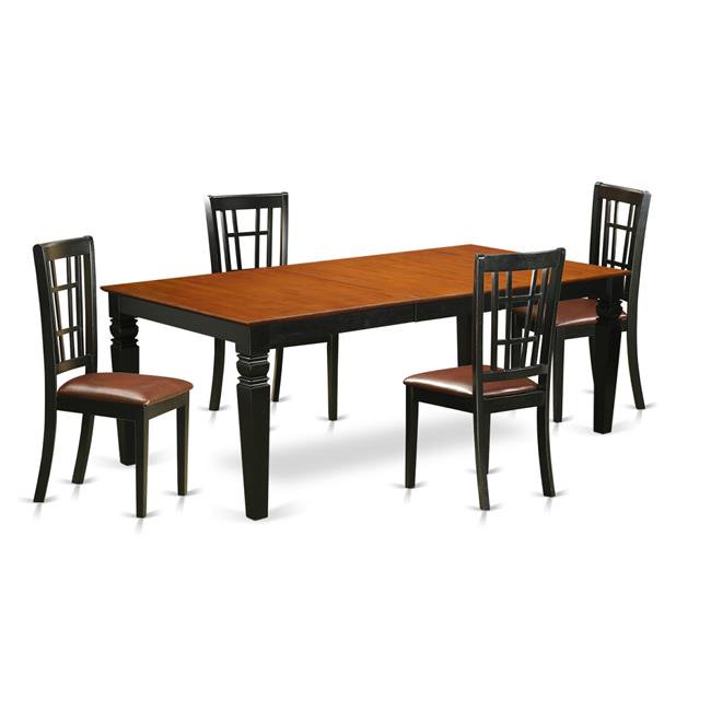 East West Furniture LGNI5BCHLC Dining Room Table Set with One Logan