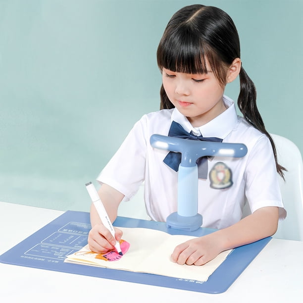 Corrector de Postura Infantil con Luz LED Ajustable y Batería Recargable de 1200mAh, Diseño Ergonómico para Protección Visual y Mejora de Hábitos de Estudio, Color Azul, Carga USB y Altura Regulable