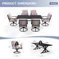 thumbnail image 4 of ALAULM 7PCS Patio Dining Set,Outdoor Metal Patio Furniture Set w/6 Swivel Rocking Chairs & Large Metal Table w/Umbrella Cutout for Garden,Backyard,Sand, 4 of 8