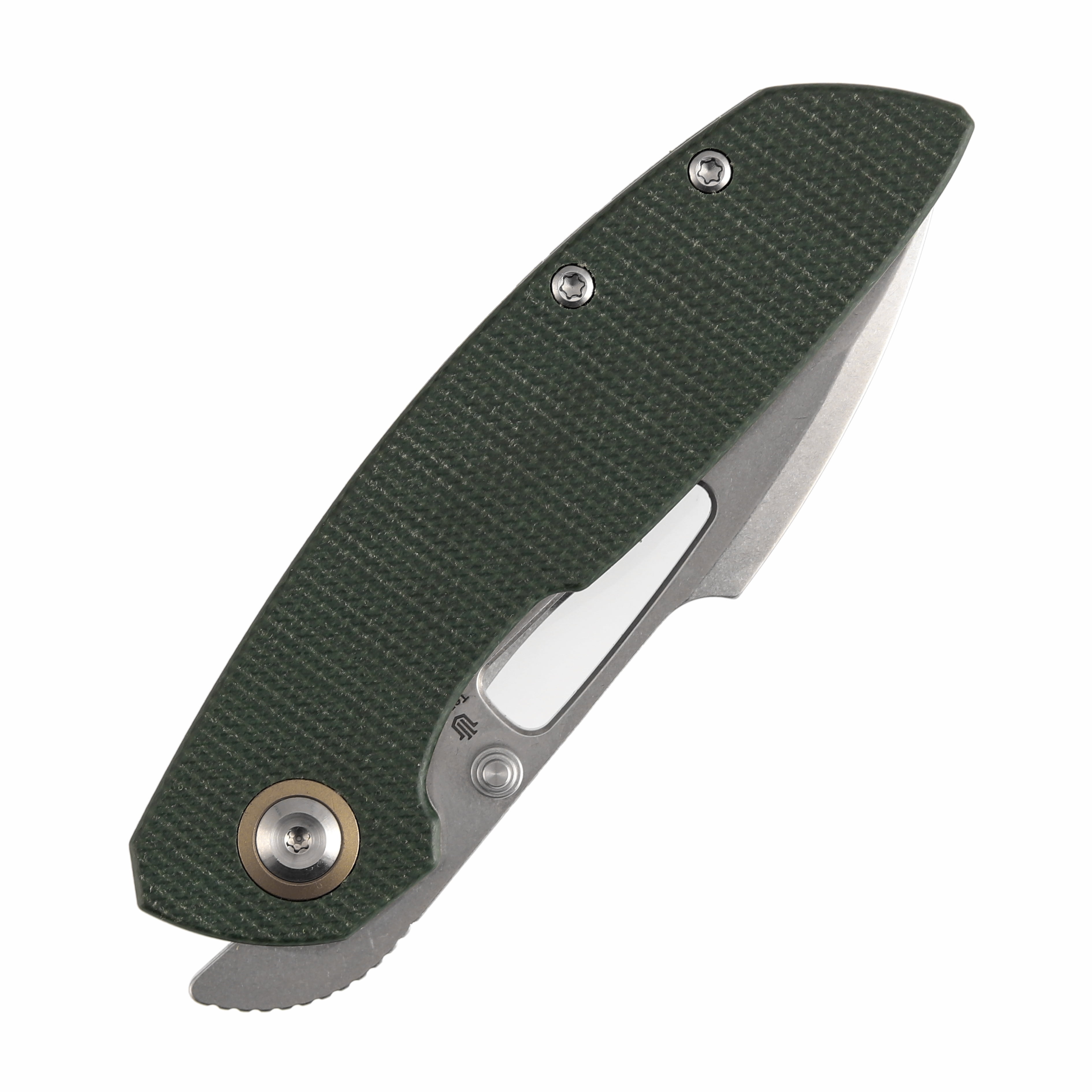 Tenable Link Folding Knife 3.0" Stonewashed 14C28N Blade Green Micarta Handle B1068A5