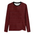thumbnail image 4 of GEWSEY Striped Shirt Women Long Sleeve Shirts for Women 2025 Boat Neck Casual Basic Tshirt Fall Tops Fitted Ladies Blouses ( Red, M), 4 of 4