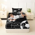 thumbnail image 4 of Castle Fairy Sport Soccer Twin Sheets 3pcs, Vintage Stars Print Bedding, Black White,1 Fitted Sheet, 1 Flat Sheet and 1 Pillowcase, 4 of 6