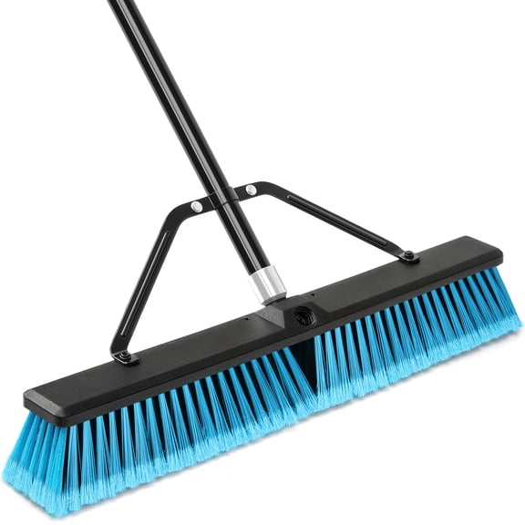 ZenClean 24" Push Broom Heavy Duty Outdoor with Long Handle (Blue)
