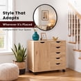 thumbnail image 3 of Naomi Home Amy 5-Drawer Wood Dresser Chest with Cabinet Door, Wooden Storage Cabinet for Bedroom or Living Room, Mobile Storage Organizer & Printer Stand for Home Office, Natural, 3 of 10