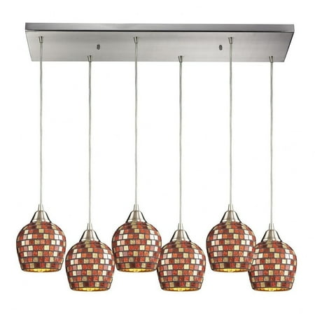 

Six Light Rectangular Pendant-Multi Color Glass Color Bailey Street Home 2499-Bel-2970930