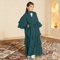 thumbnail image 2 of Otqutp Kids Abayas Dress for Girls Chiffon Layered Muslim Dresses Pleated Elegant Long Skirt Kaftan Prayer 𝗜slamic Maxi Dress, 2 of 7