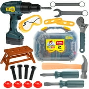 Play Brainy Pretend 28 Pc. Tool Kit with Working Power Drill and More. Boys and Girls, Ages 3 and up