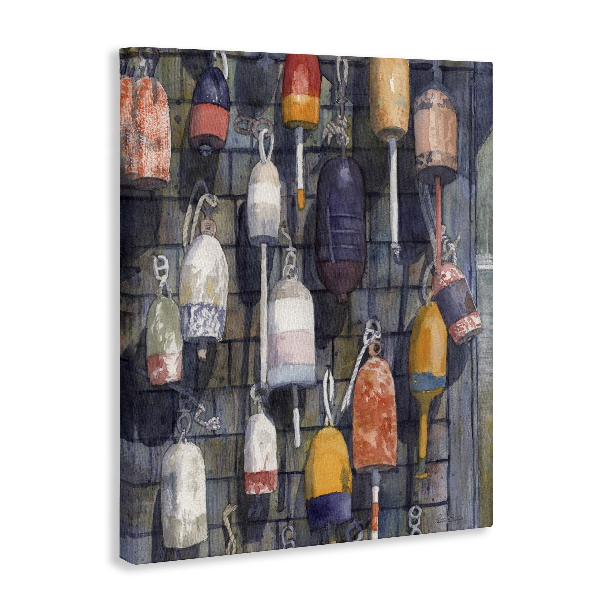 Stupell Industries Watercolor Hanging Buoys Canvas Wall Art, design by Patti Bishop