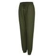 thumbnail image 3 of Gibobby Pantalones de chándal elásticos con cordón Cintura Salón Pantalones holgados Pantalones de mujer (Army Green, L), 3 of 5