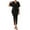 001 Black, variant on Hvot&aat Womens Sexy V-Neck Bat Sleeve Solid Color Package Hip Dress Stretch Long Dress Formal Slit Evening Long Dress