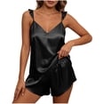 thumbnail image 2 of Women Satin Pajama Sets Silky Adjustable Strap Cami Tops and Shorts Sleepwear Soft Breathable Womens 2 Piece Outfits,Sizes S-2XL, 2 of 6