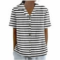 thumbnail image 2 of HongQid Womens Summer Tops Short Sleeve V Neck Lapel Button Down Shirts Striped Loose Casual T-Shirts, 2 of 5