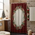thumbnail image 3 of Christmas Flower Ring Bathroom Shower Curtain Red Black Plaid Green Leaf Winter Waterproof Washable Shower Curtains for Bathtub Bath Decor with Grommets and Hook 72 X 84 Inch, 3 of 8